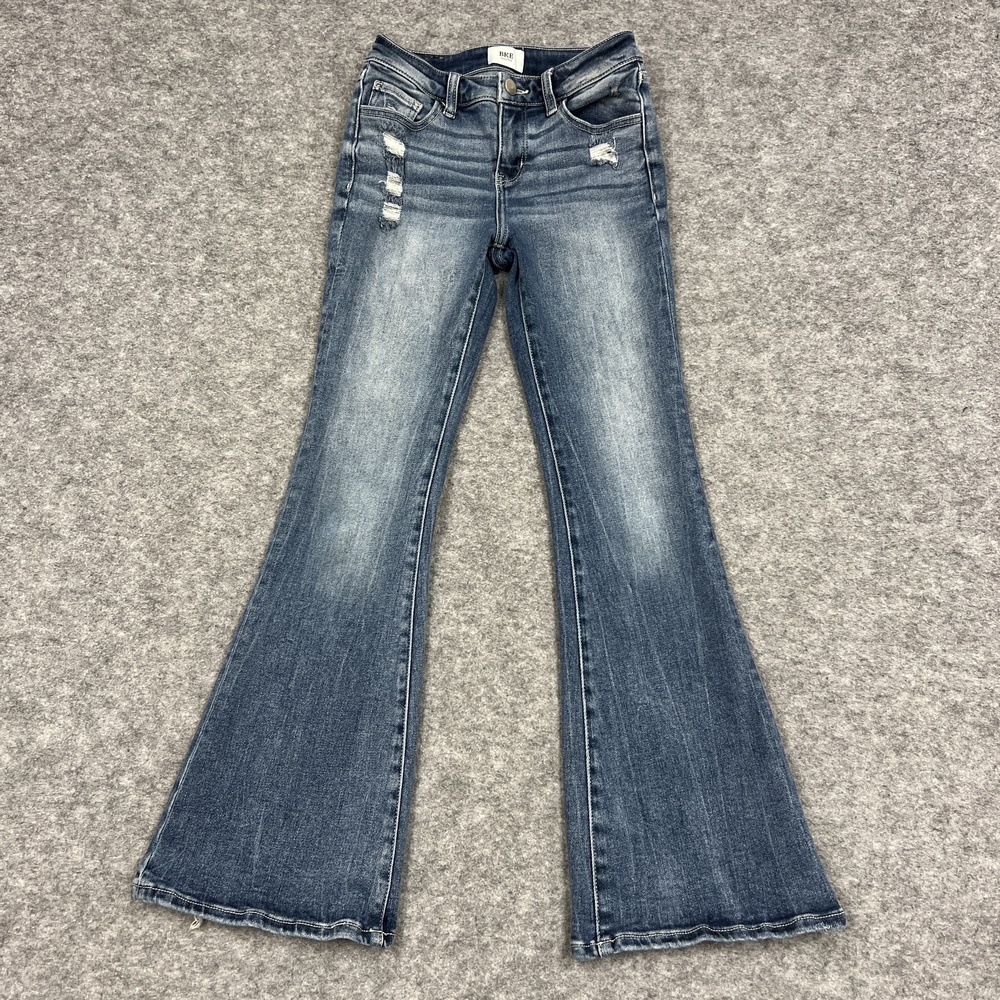 BKE Youth Jeans Girls 14 R Blue Flared Stretch Slim Denim Western Rodeo FIT22x28